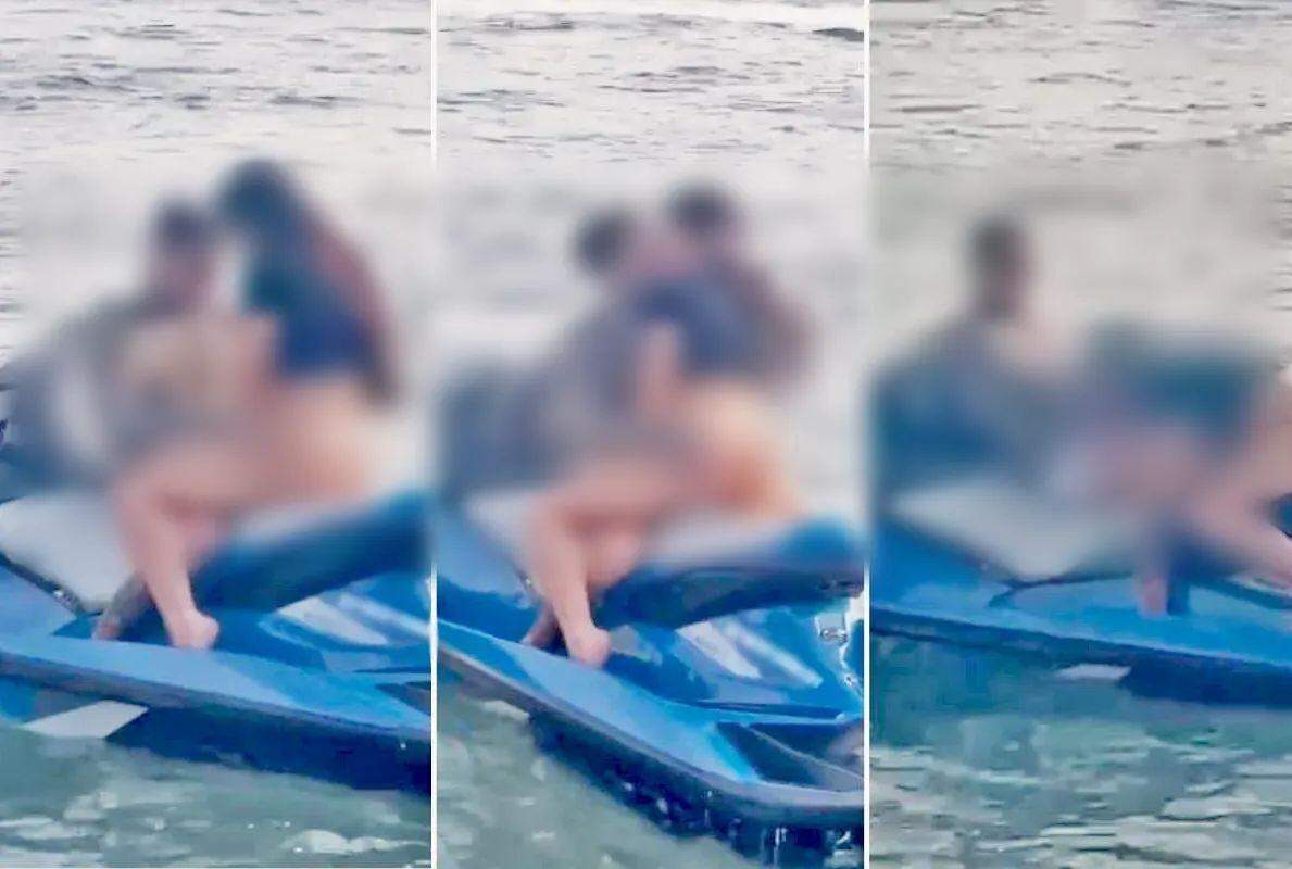 Casal é filmado fazendo sexo em moto aquática na praia; VÍDEO